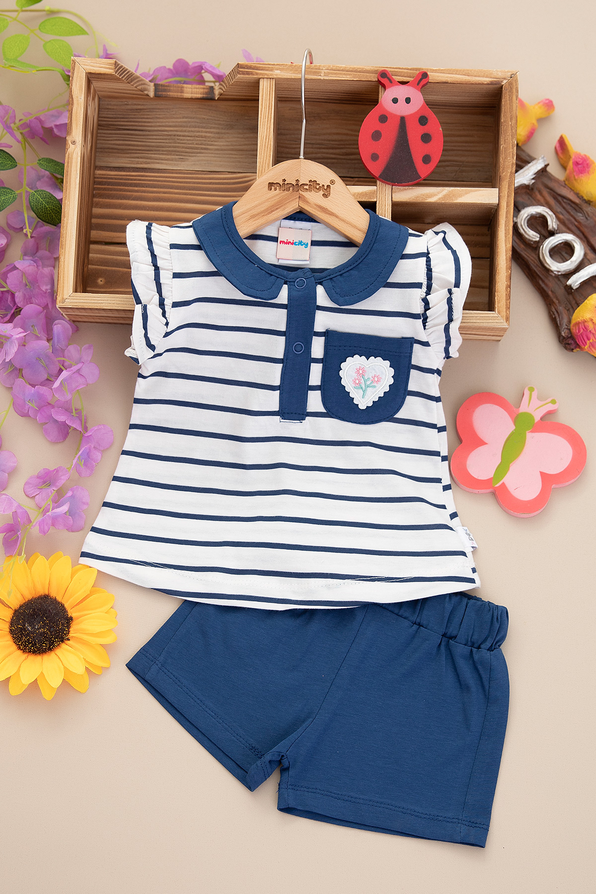 Kız Bebek Çiçek Baskılı Şortlu Takım   25353 (9 24 Ay)