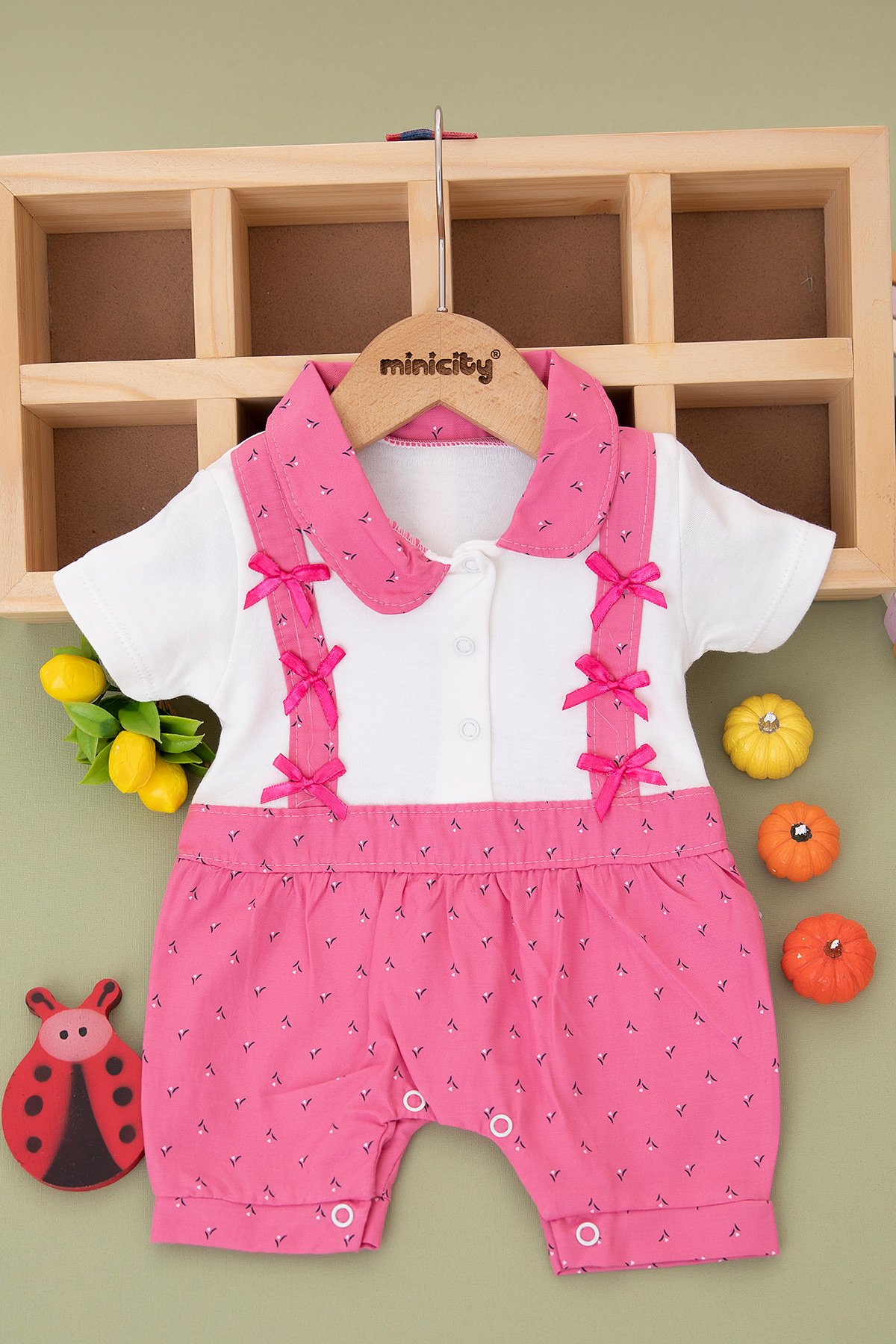 Kız Bebek Baskılı Salopet Tulum   1052 (0 9 Ay)