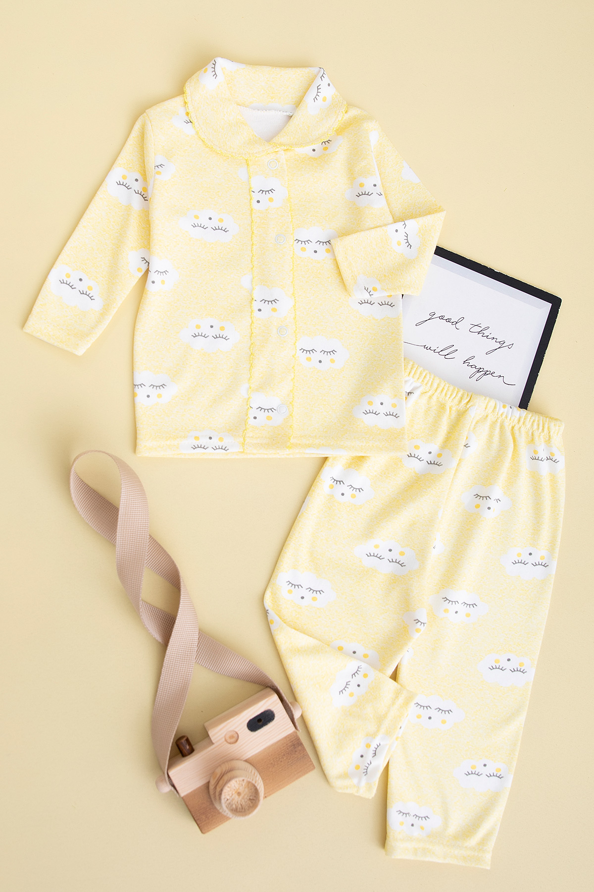 Kız Bebek Bulutlu Oyalı Pijama Takımı   053
