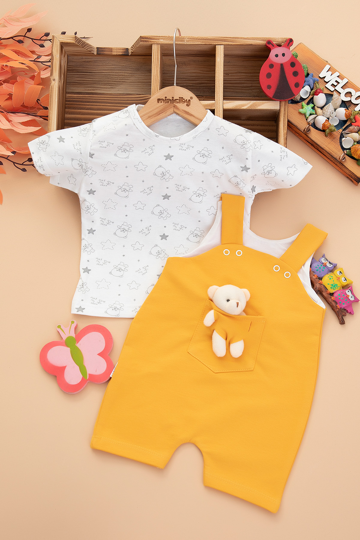 Bebek Cepte Ayıcık Şort Tulum   4217 (3 9 Ay)