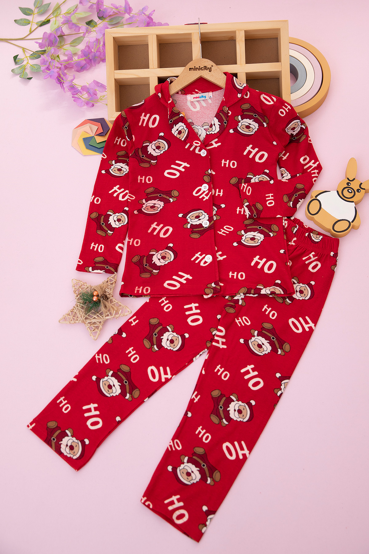 Çocuk Baskılı Düğmeli Pijama Takımı   9420 (3 7 Yaş)