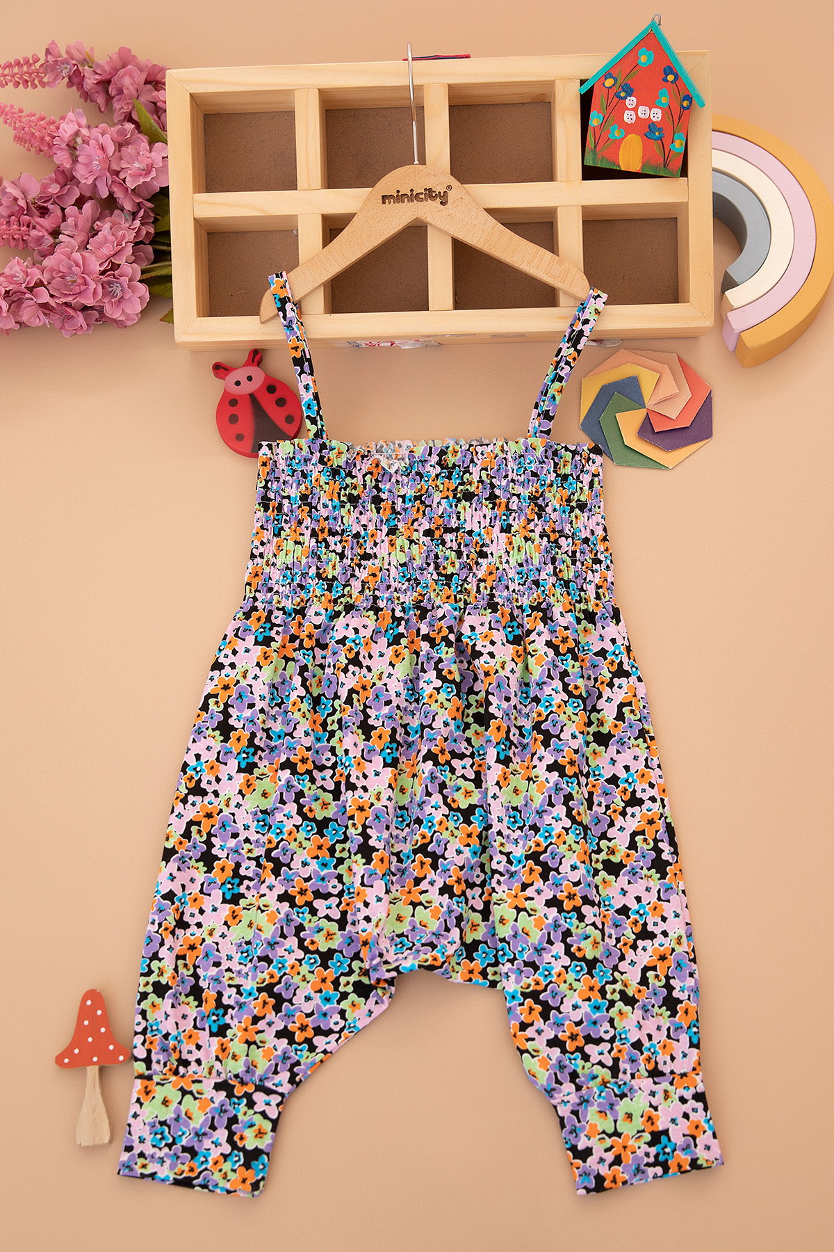 Kız Bebek Gipeli Baskılı Askılı Tulum   9783 (2 5 Yaş)