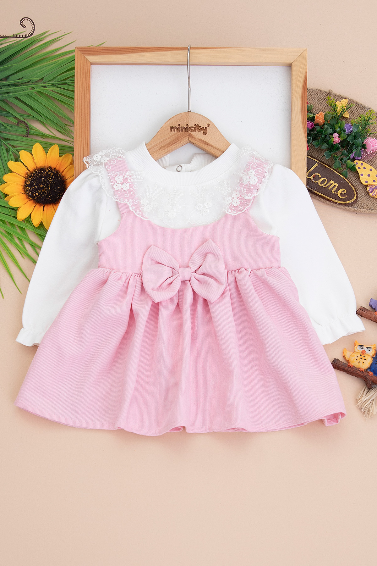 Kız Bebek Melek Kanatlı Kadife Jile   1184 (9 24 Ay)