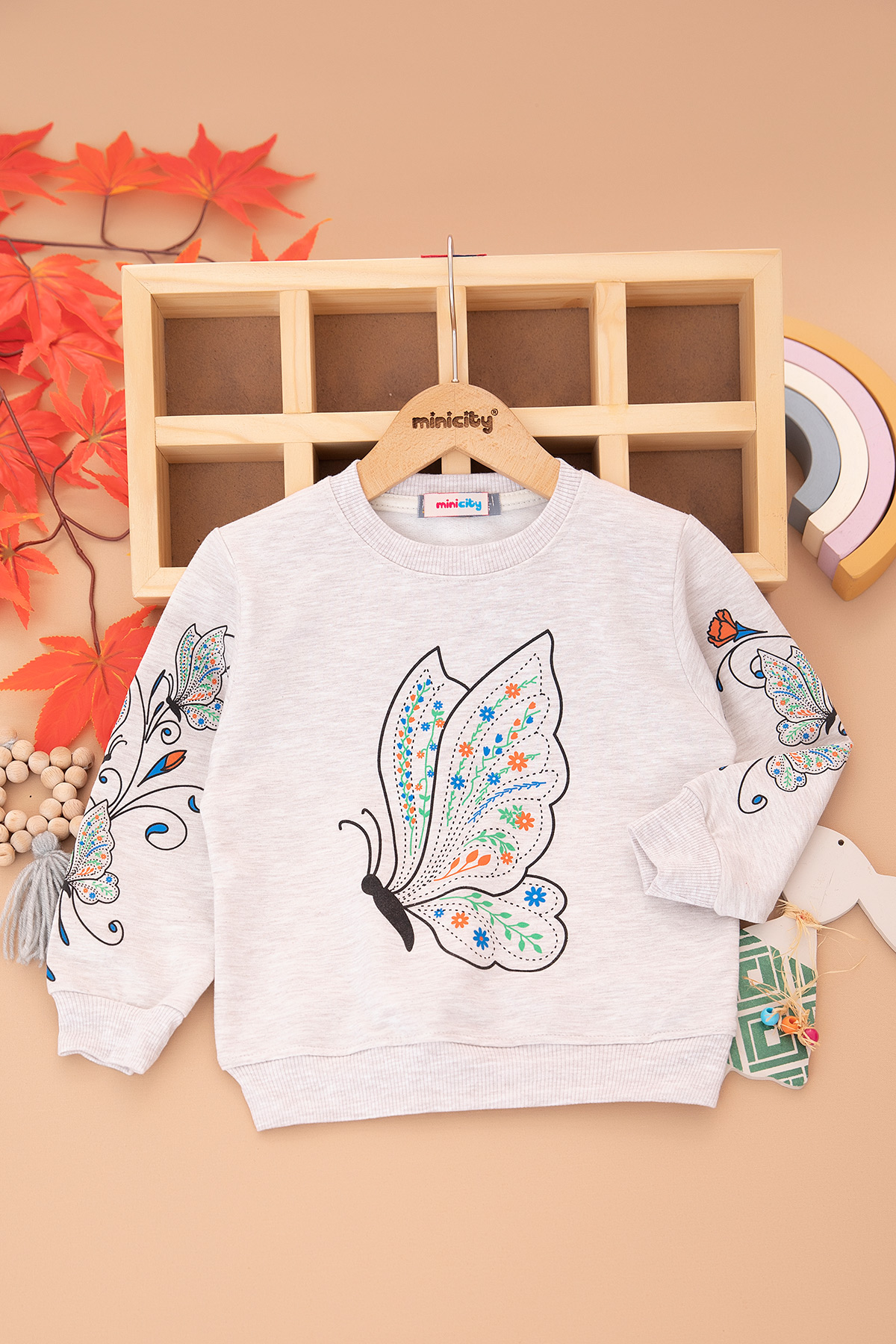 Kız Çocuk Kelebek Basklı Sweat   190915 (3 12 Yaş)