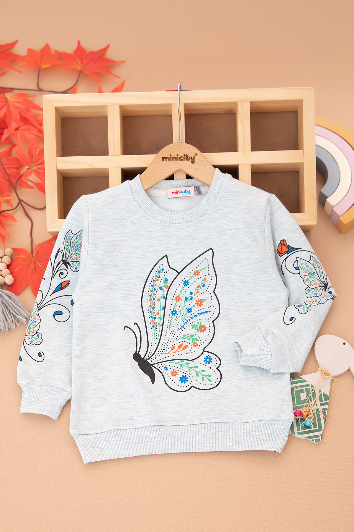 Kız Çocuk Kelebek Basklı Sweat   190915 (3 12 Yaş)