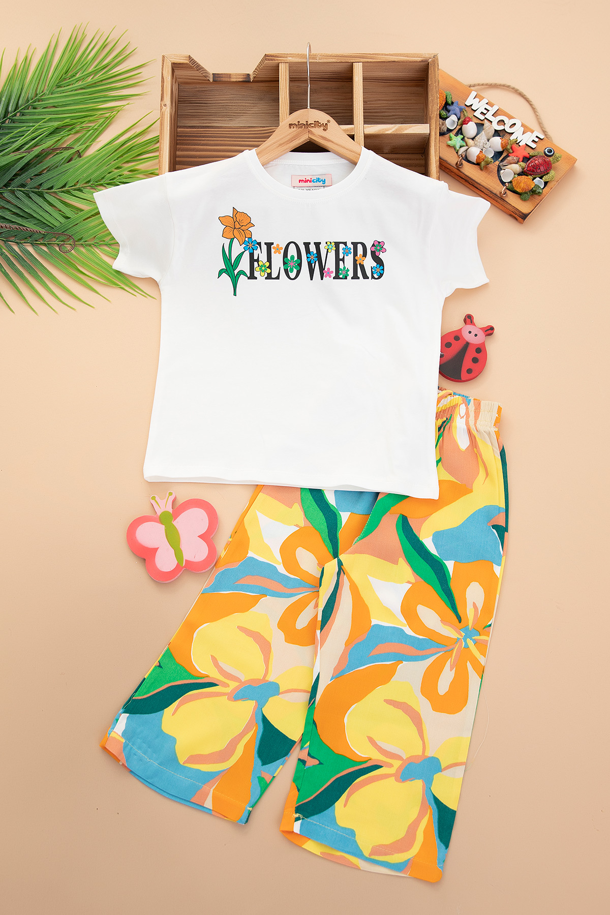 Kız Çocuk Flowers Baskılı Takım   30720 (5 12 Yaş)
