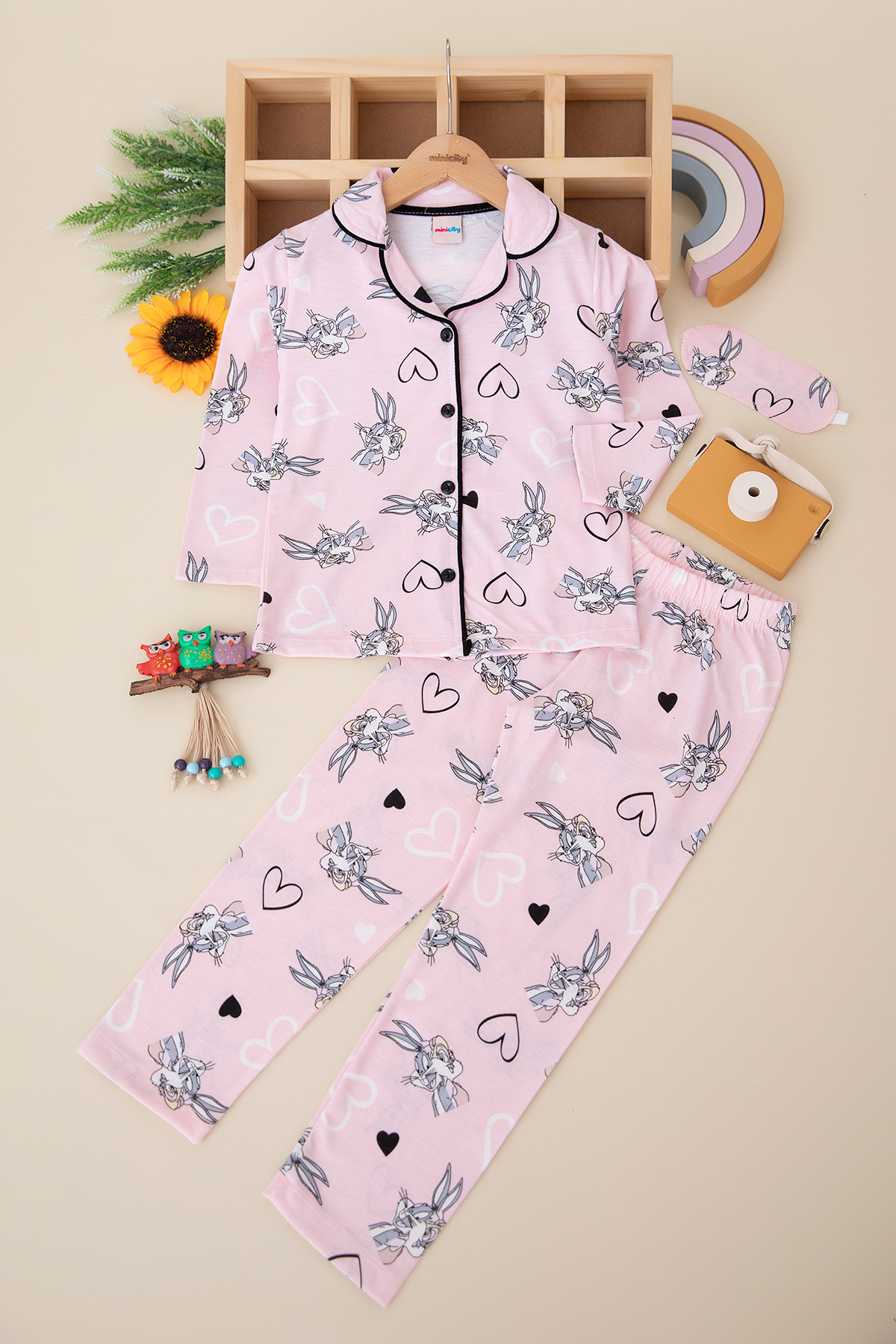 Çocuk Önden Düğmeli Pijama Takımı (4 12 Yaş)