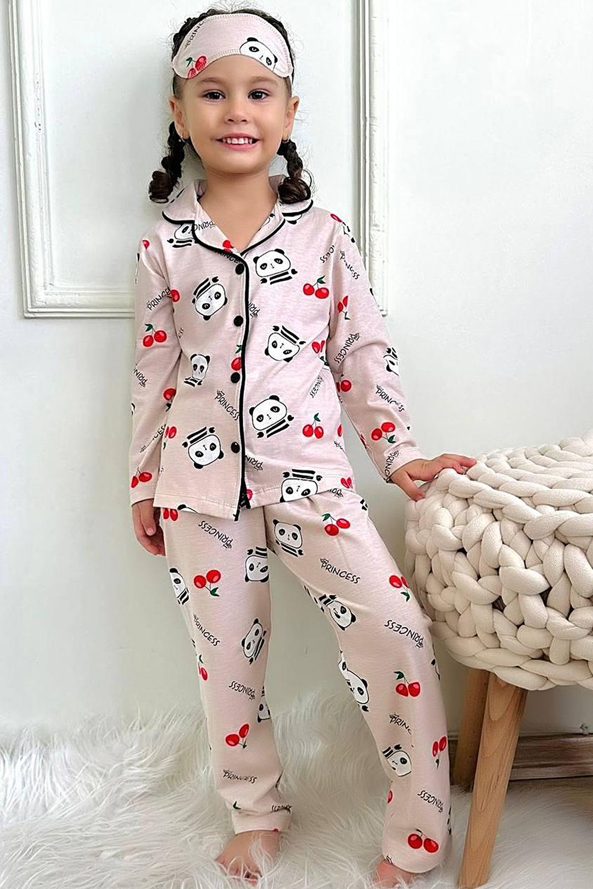 Çocuk Önden Düğmeli Pijama Takımı (4 12 Yaş)