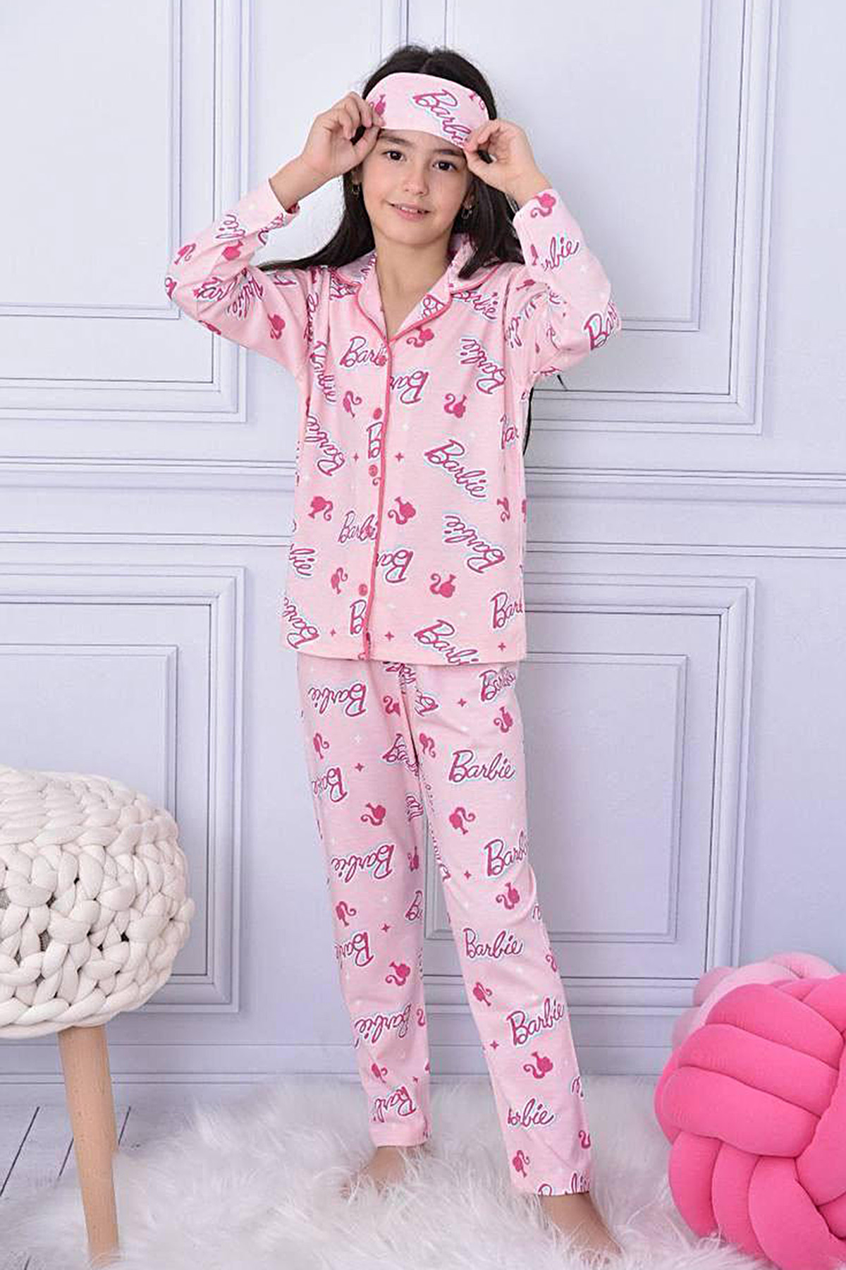 Çocuk Önden Düğmeli Pijama Takımı (4 12 Yaş)