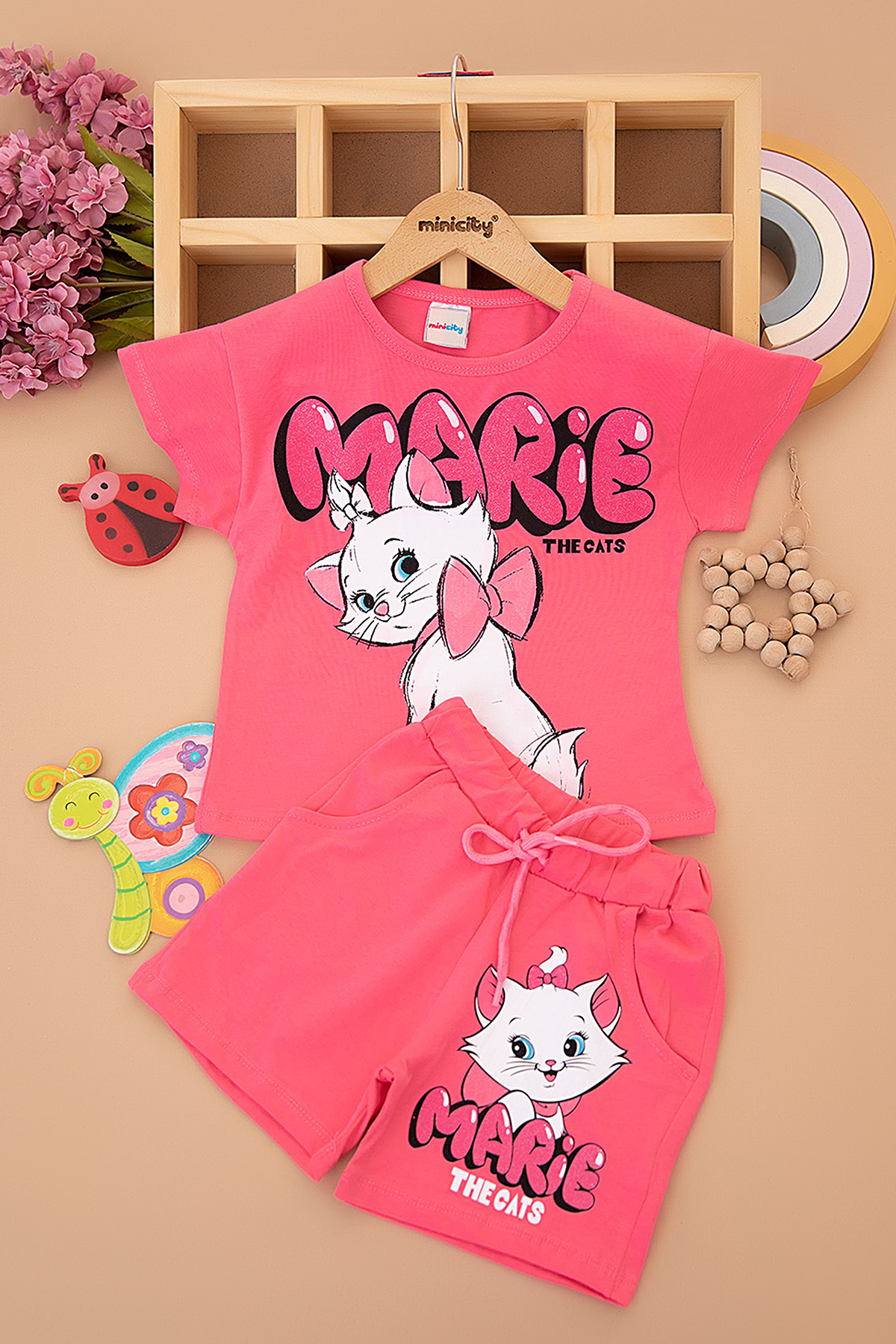 Kız Çocuk Marie Baskılı Şortlu Takım   7623 (3 10 Yaş)