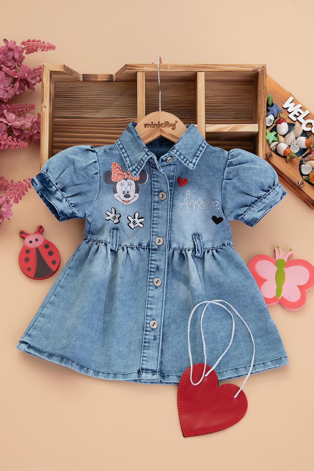 Kız Bebek Taşlı Amore Kot Elbise   11344 (9 24 Ay)