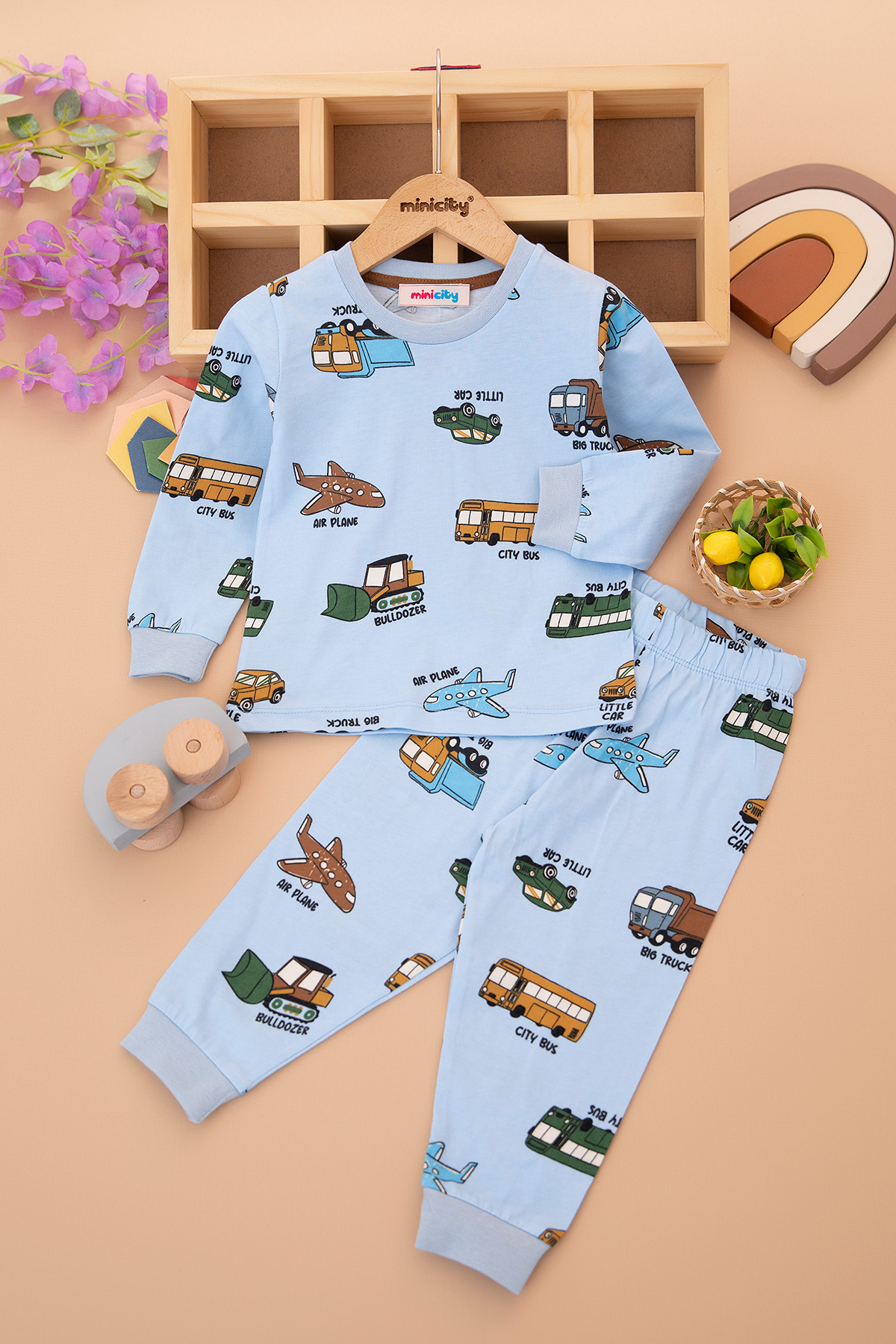Erkek Bebek Araba Desenli Pijama Takımı   34217 (9 36 Ay)