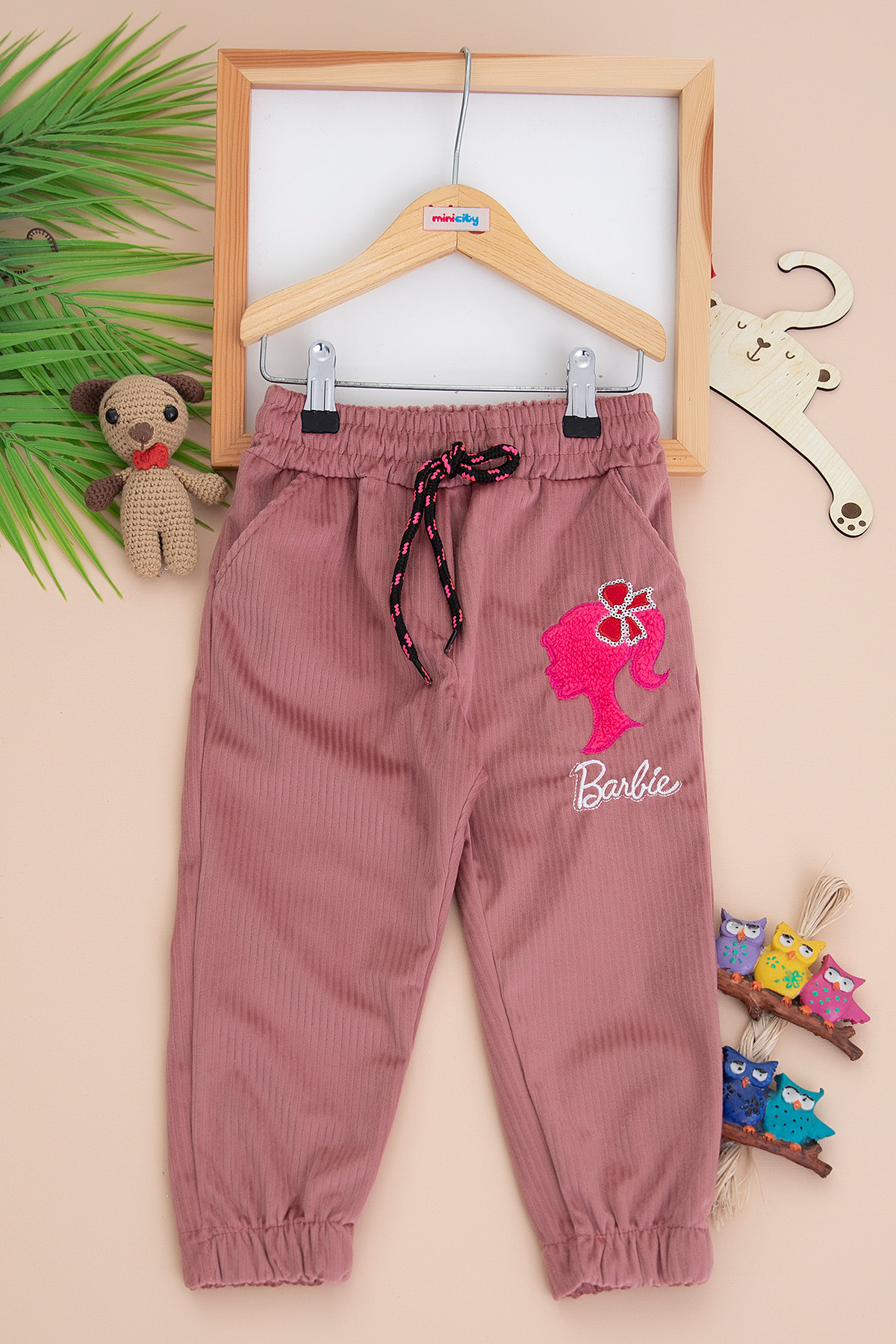 Kız Bebek Barbie Nakışlı Kadife Pantolon   26701 (6 24 Ay)