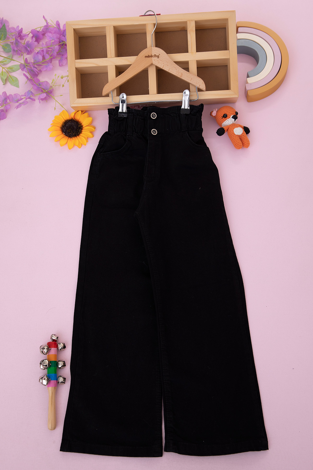 Kız Çocuk Bel Lastikli Kot Pantolon   6476 (8 12 Yaş)