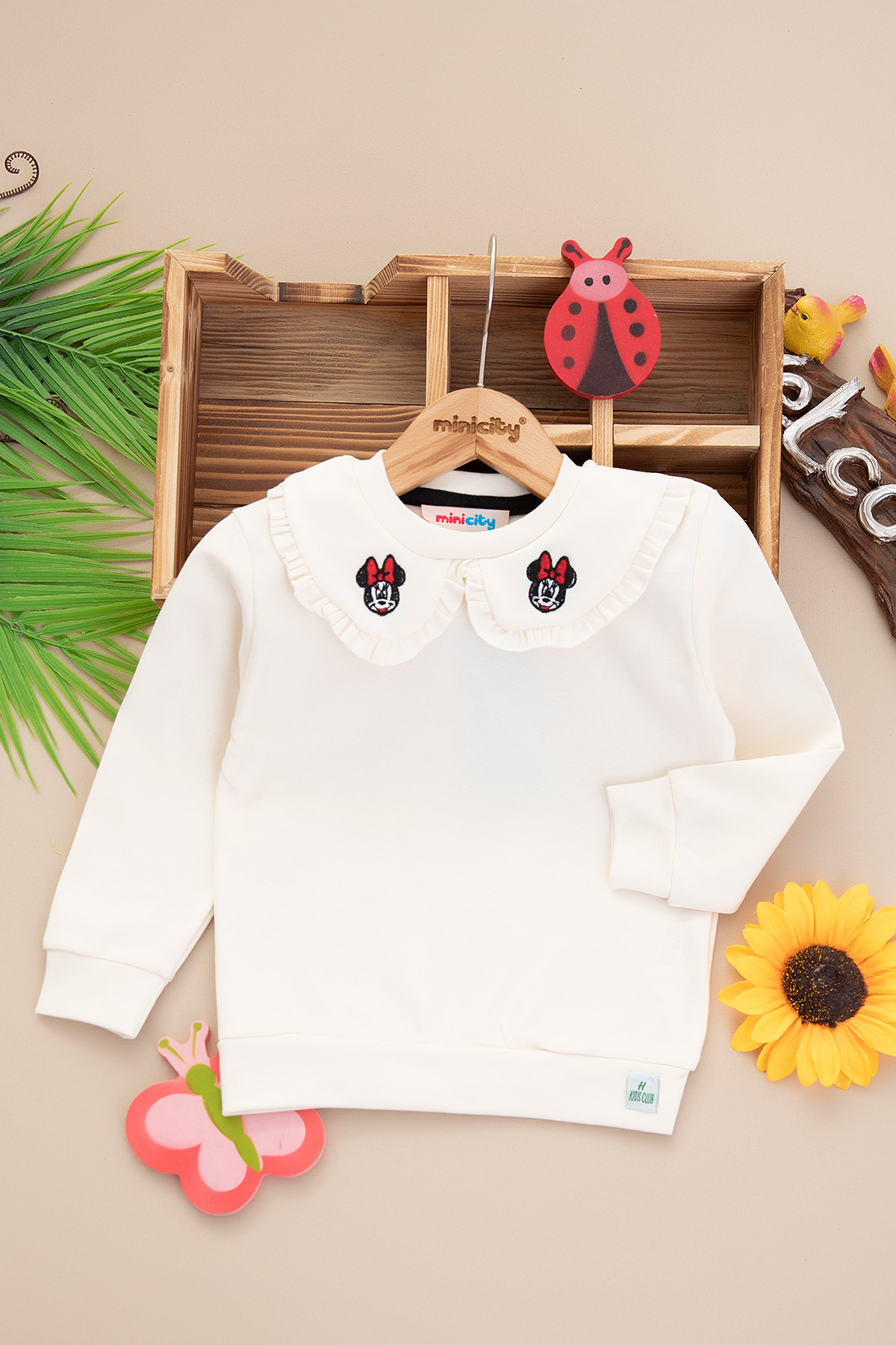 Kız Çocuk Yakası Mickey Nakışlı Sweat (2 10 Yaş)