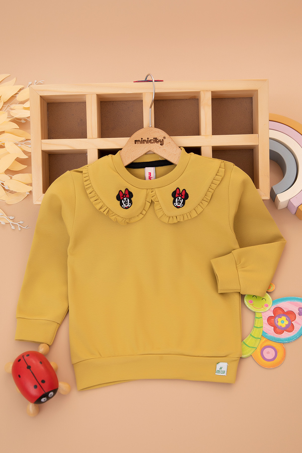 Kız Çocuk Yakası Mickey Nakışlı Sweat (2 10 Yaş)