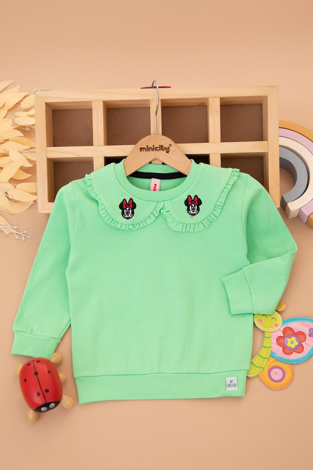 Kız Çocuk Yakası Mickey Nakışlı Sweat (2 10 Yaş)