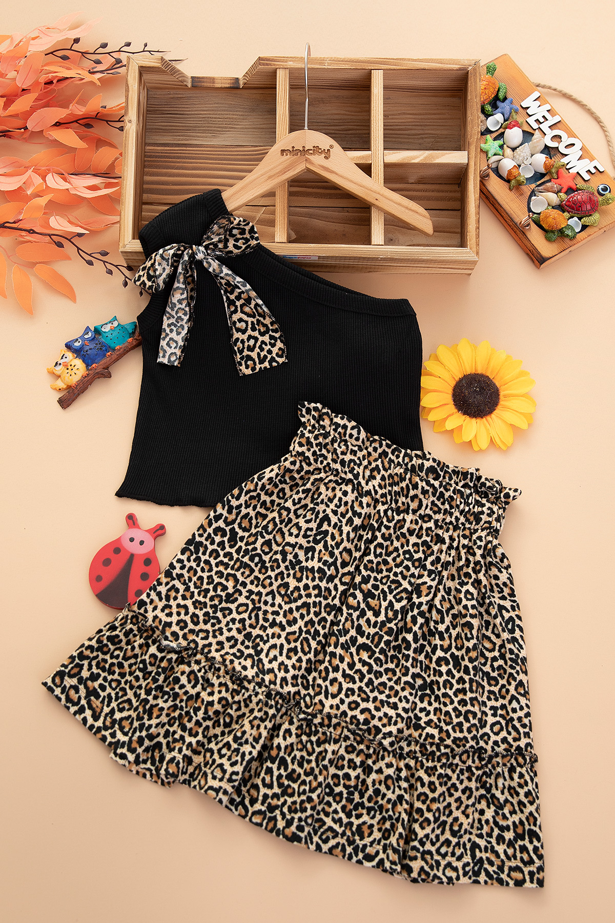 Kız Çocuk Ribana Leopar Etekli Takım   12621 (5 9 Yaş)