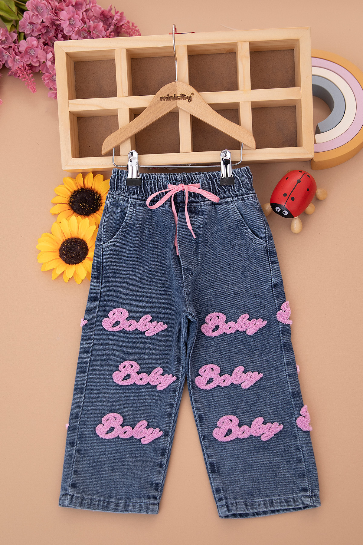 Kız Çocuk Barbie Nakışlı Kot Pantolon   1776 (6 10 Yaş)