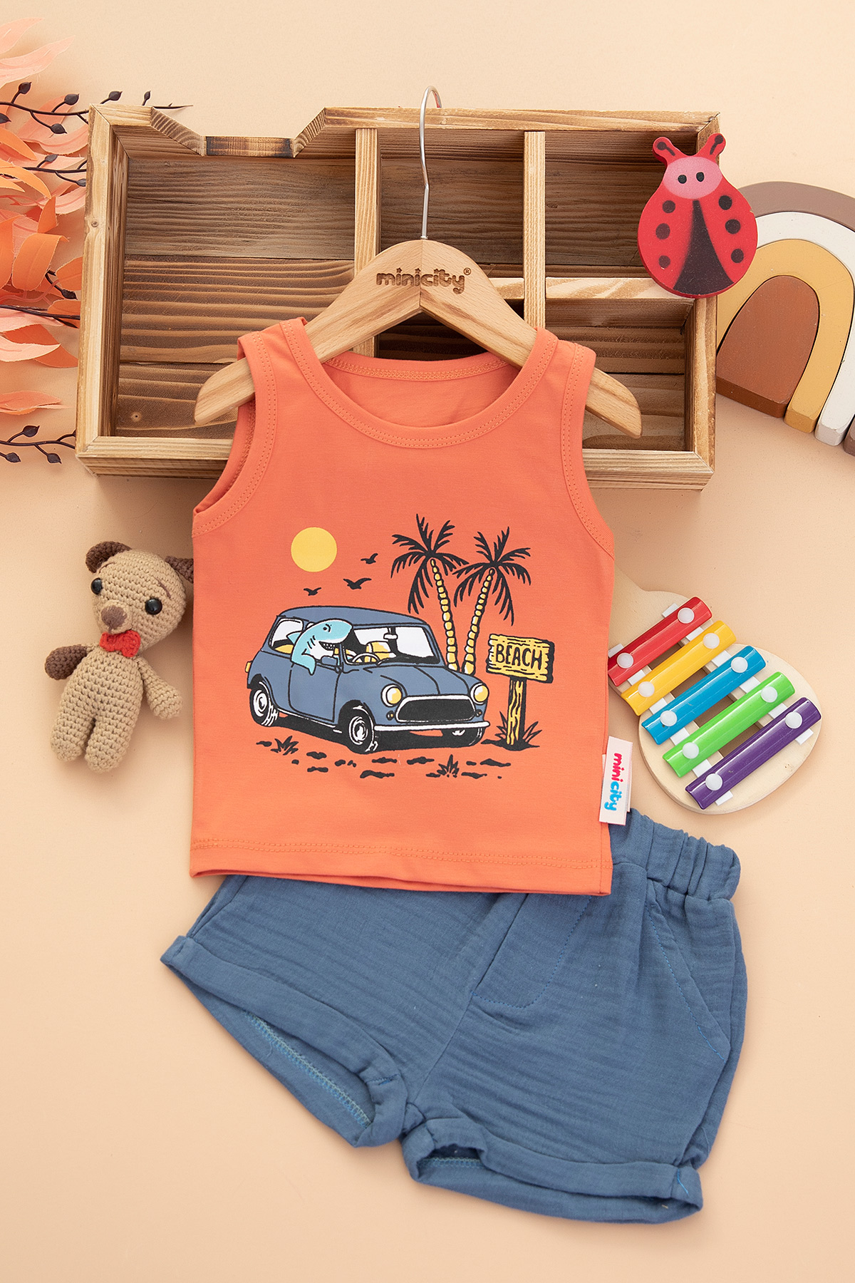 Erkek Bebek Beach Baskılı Şortlu Takım   2507 (6 24 Ay)