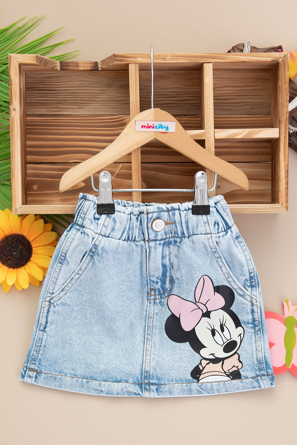 Kız Çocuk Minnie Baskılı Kot Etek (2 8 Yaş)