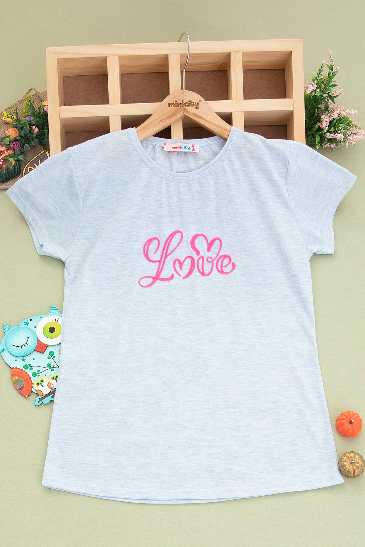 Kız Çocuk Kabartma Love Baskılı T Shirt (13 16 Yaş)
