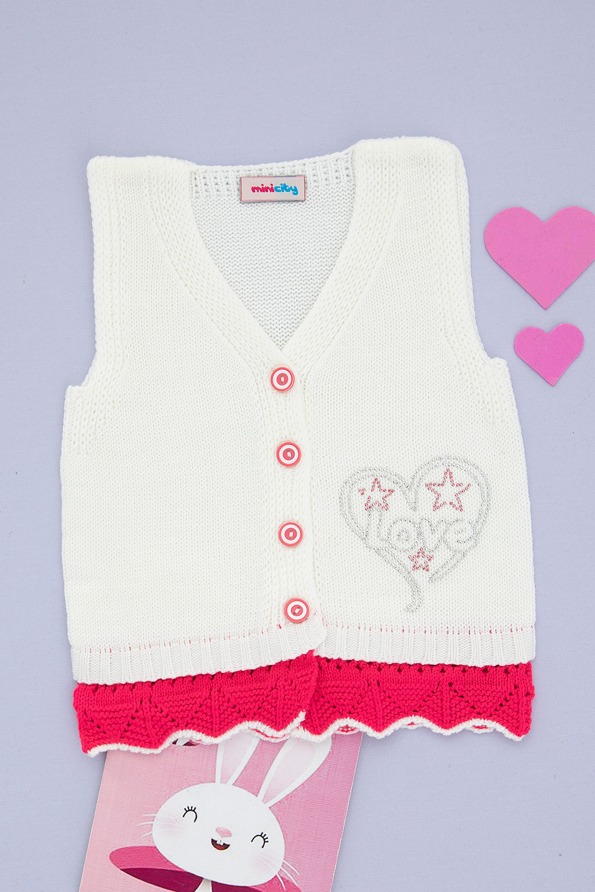 Kız Çocuk Love Taşlı Yelek   451 (1 5 Yaş)