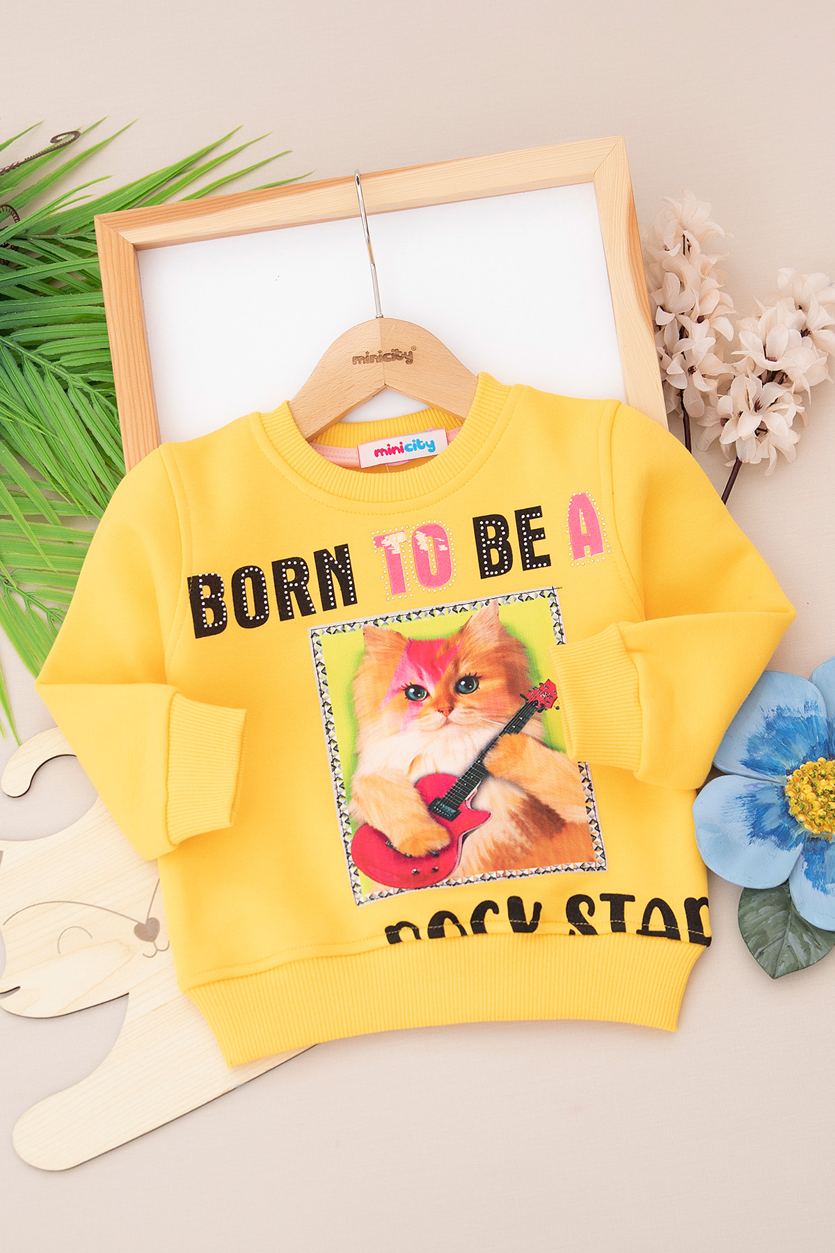 Kız Çocuk Nakışlı Baskılı Üçip Sweat