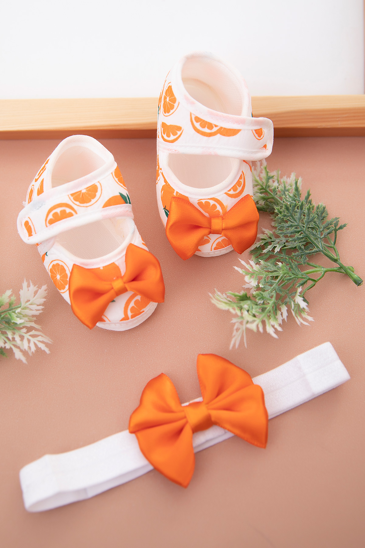 Kız Bebek Meyveli Bandana Patik Set   3001