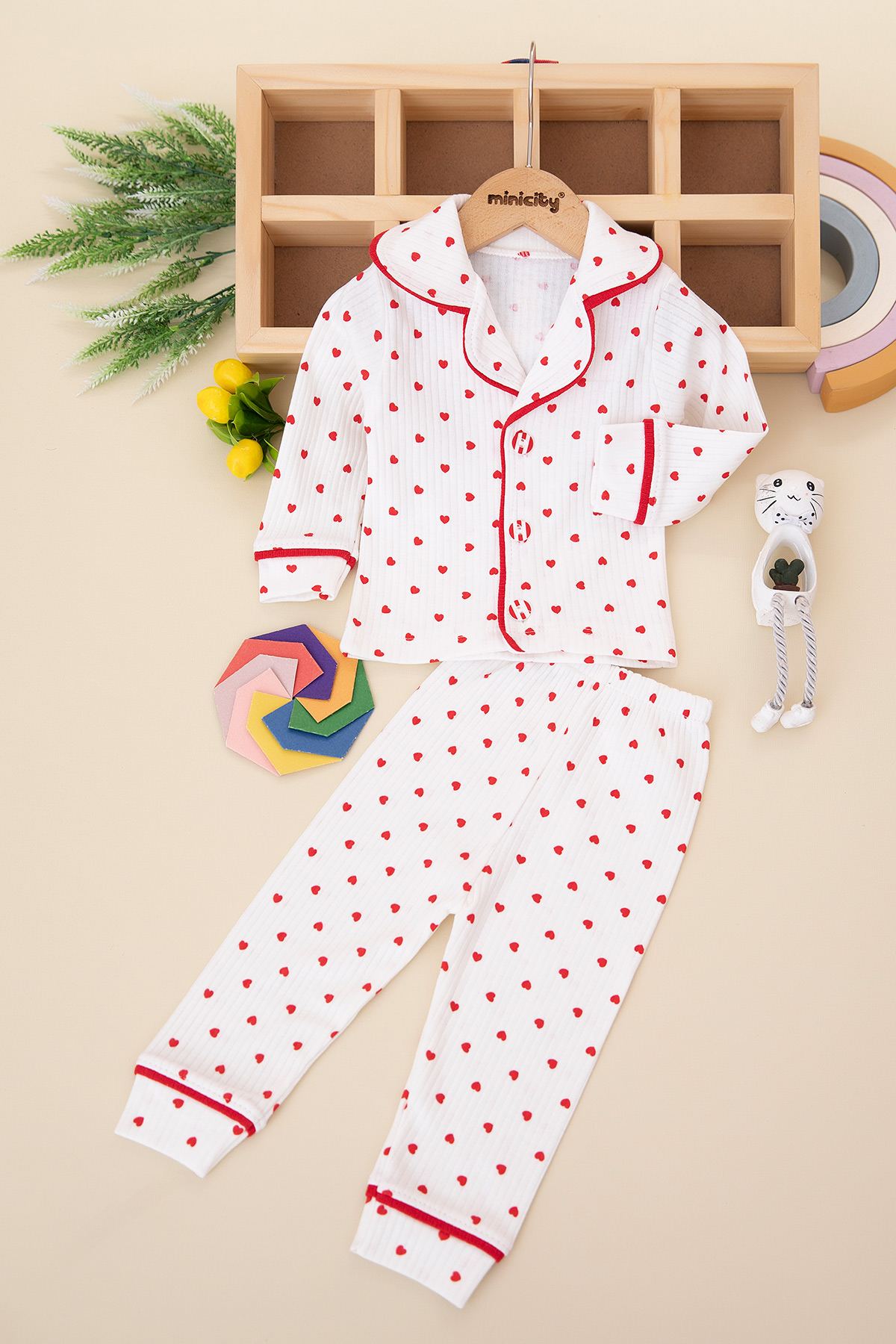 Bebek Biyeli Baskılı Düğmeli Pijama Takımı (6 18 Ay)