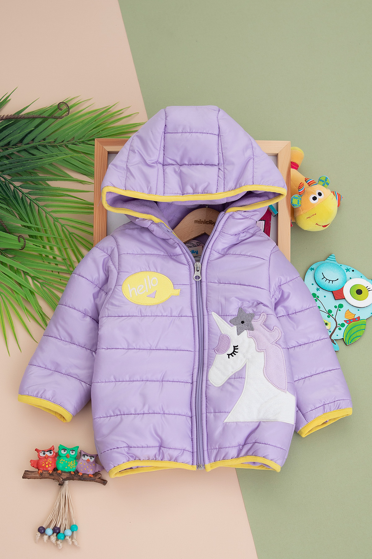 Kız Çocuk Unicorn Nakışlı Kaban   23452 (1 4 Yaş)