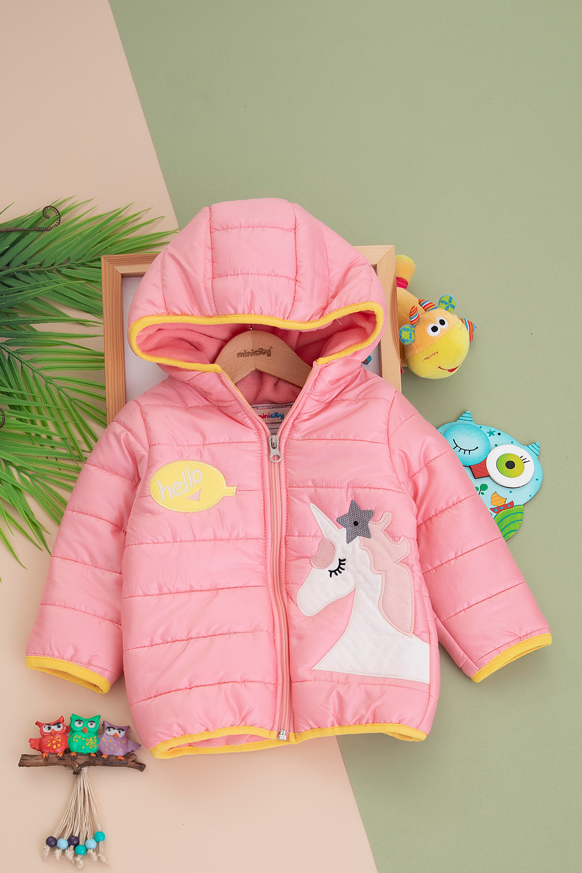 Kız Çocuk Unicorn Nakışlı Kaban   23452 (1 4 Yaş)