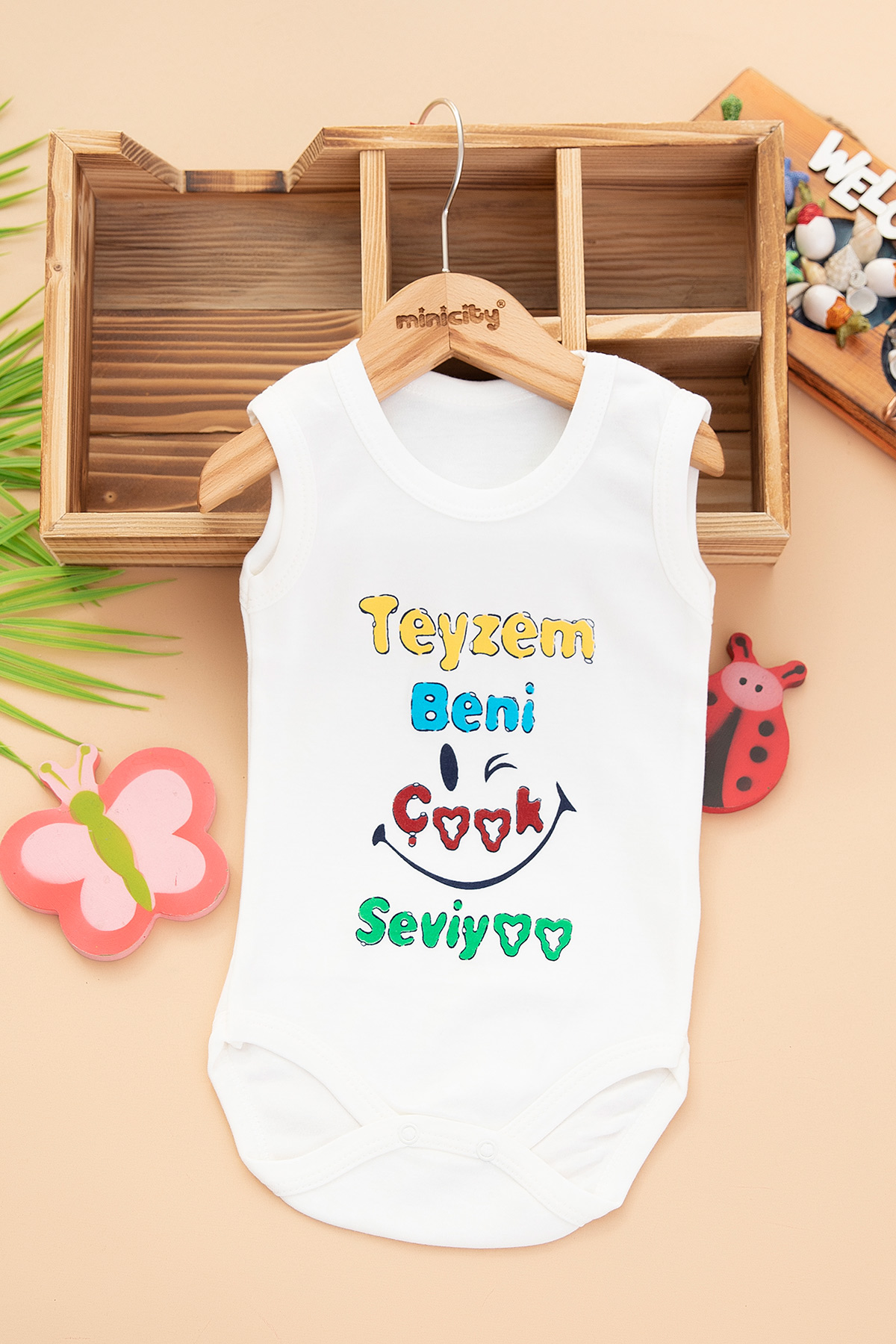 Çocuk Seviyor Baskılı Askılı Body   7302