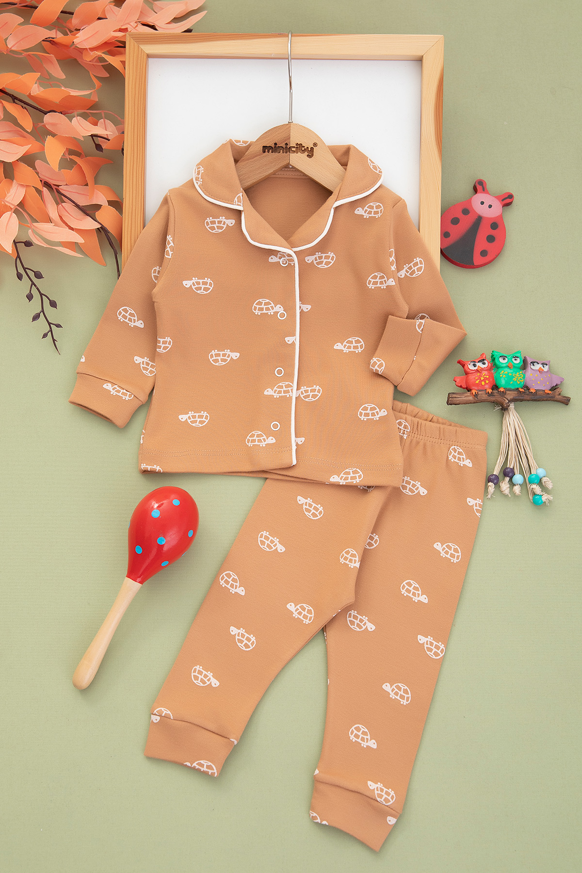 Bebek Kaplumbağa Baskılı Pijama Takımı   2409 (3 12 Ay)