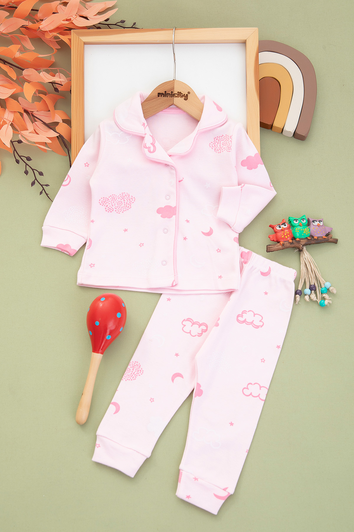 Bebek Bulut Baskılı Pijama Takım   2410 (3 12 Ay)