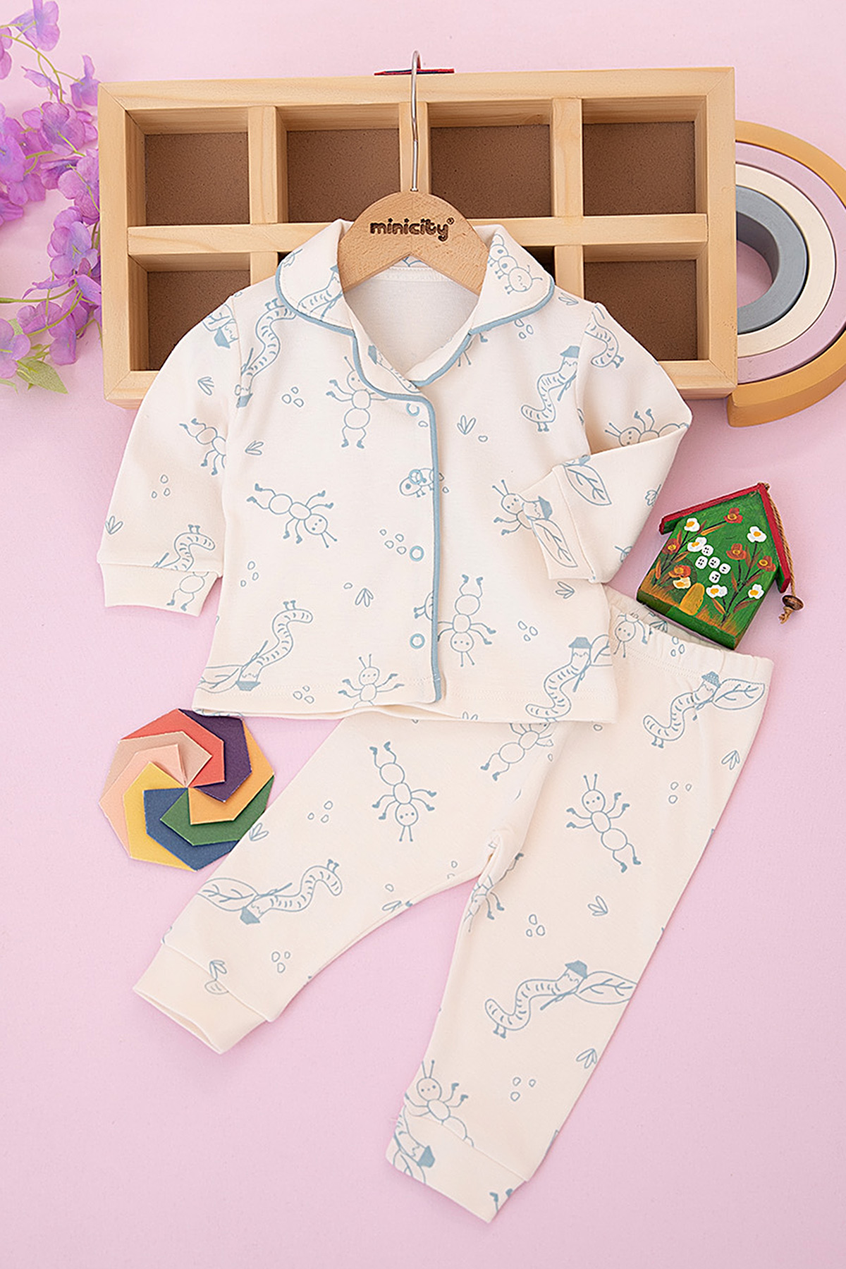 Bebek Tırtıl Baskılı Pijama Takımı   2424 (3 12 Ay)