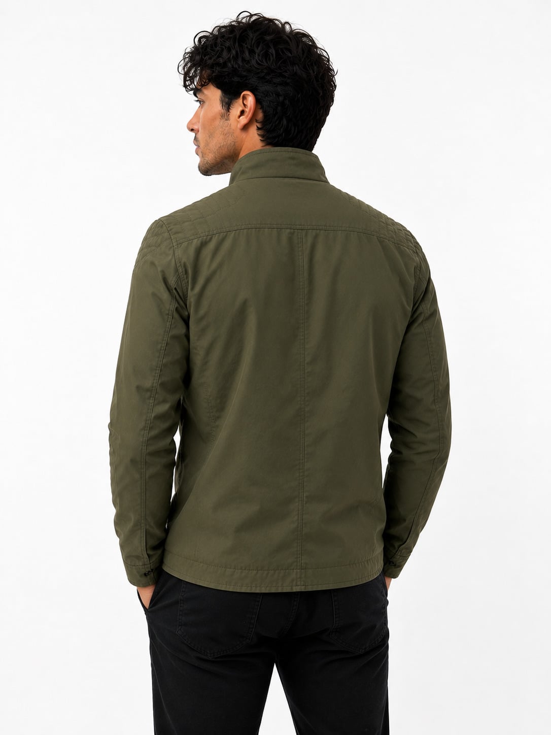 【MAN】 Erkek Uzun Kol Cepli Soft Jel Kapüşonlu Mevsimlik Mont 9033-HAKİ
