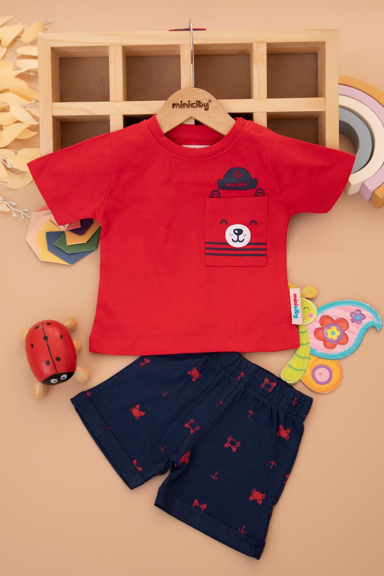Erkek Bebek Mariner Baskılı Şortlu Takım - 25495 (9-24 Ay)