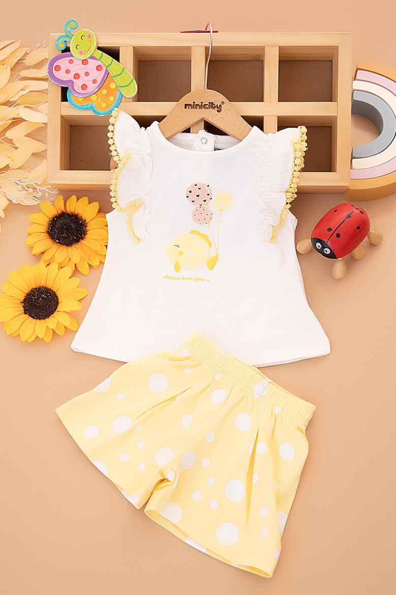 Kız Bebek Balon Baskılı Şortlu Takım -25586 (9-24 Ay)