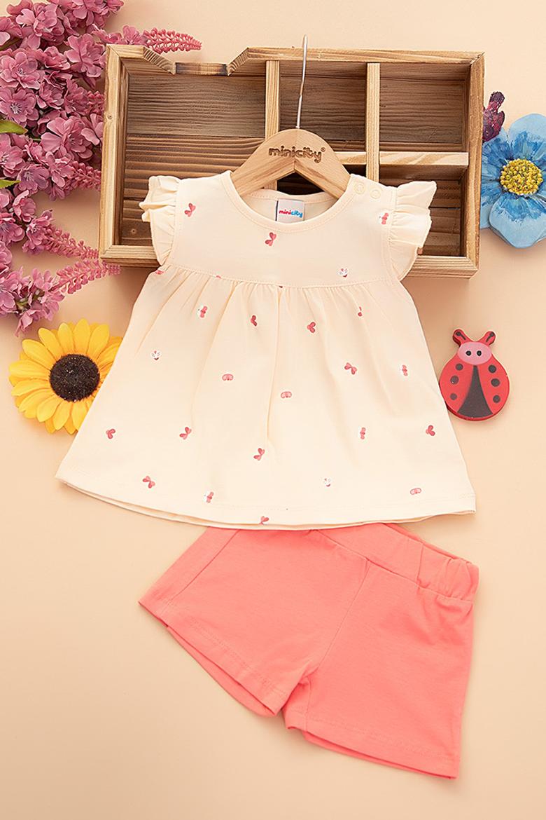 Kız Bebek Kelebek Baskılı Şortlu Takım - 25439 (9-24 Ay)