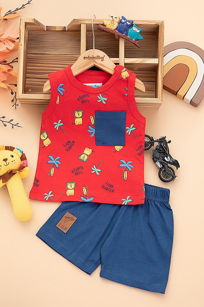 Erkek Bebek Lion Surfer Şortlu Takım- 25210 (9-24 Ay)