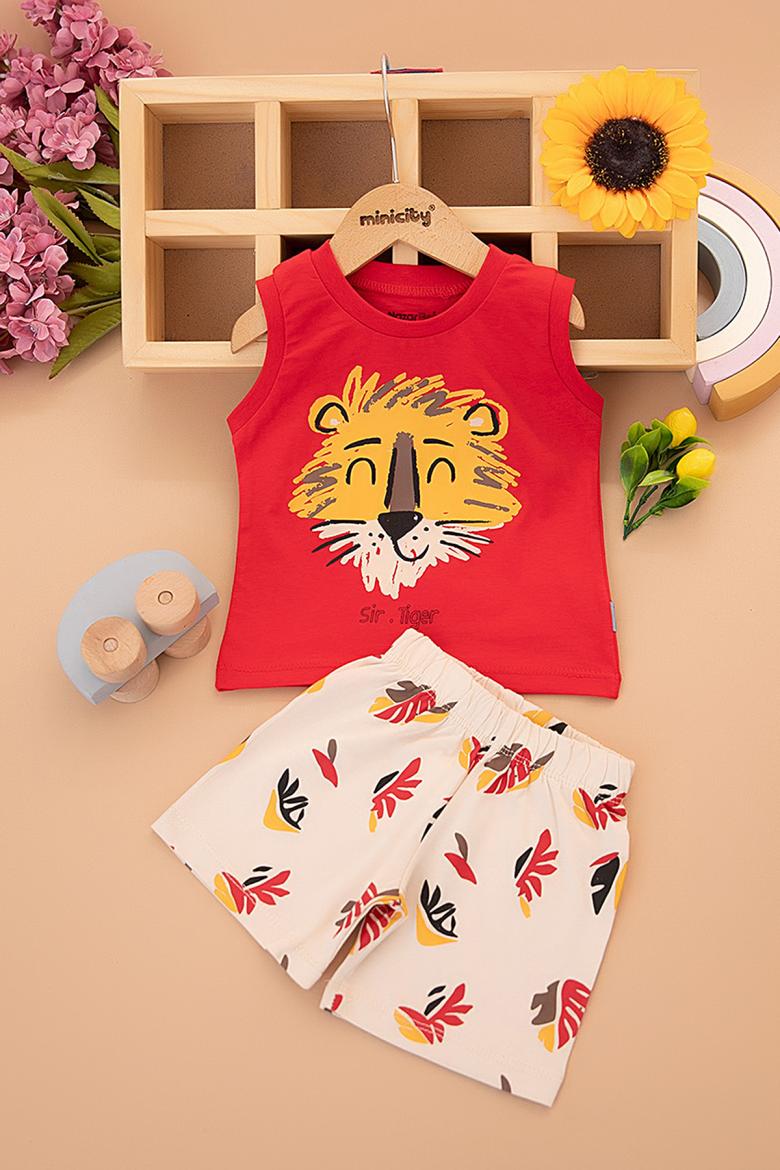 Erkek Bebek Tiger Baskılı Şortlu Takım - 25310 (9-24 Ay)