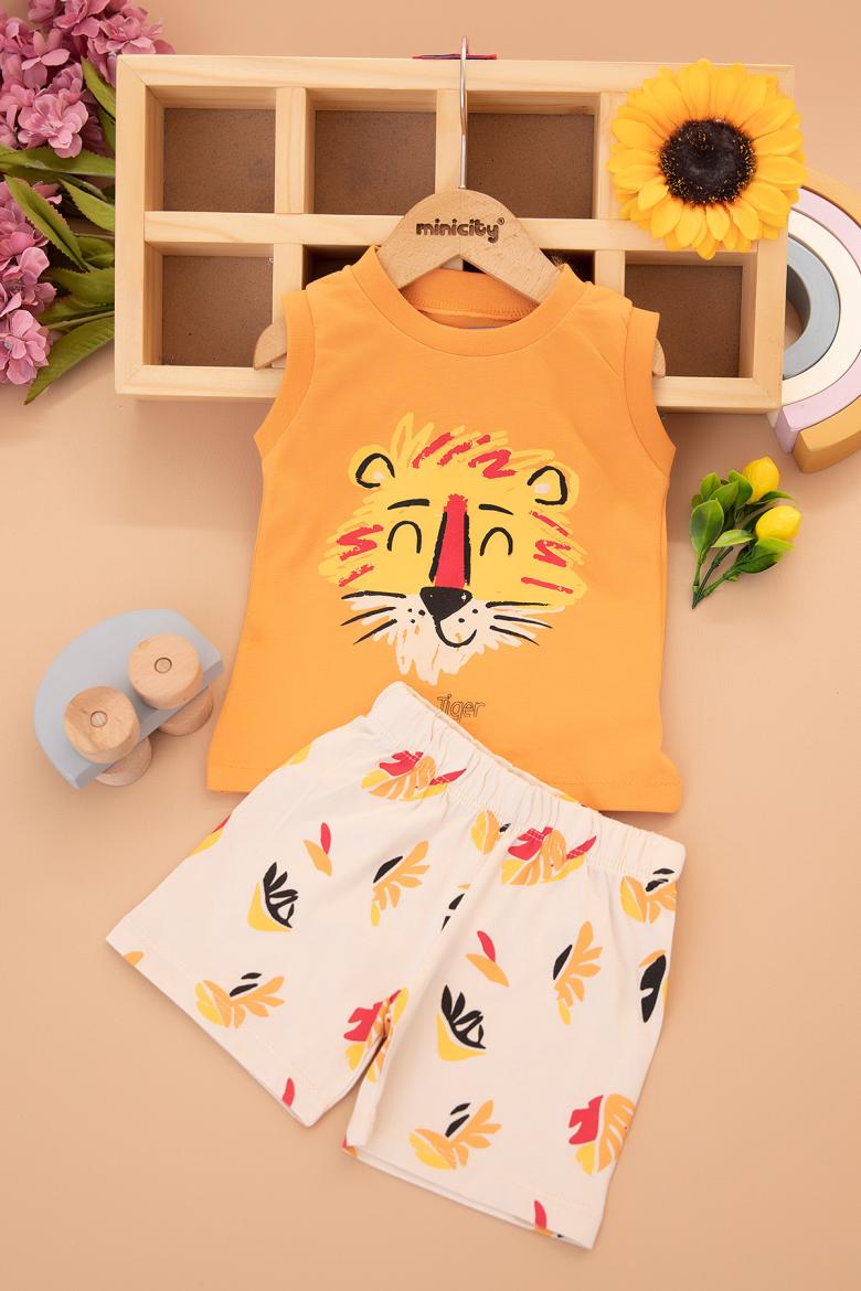 Erkek Bebek Tiger Baskılı Şortlu Takım - 25310 (9-24 Ay)