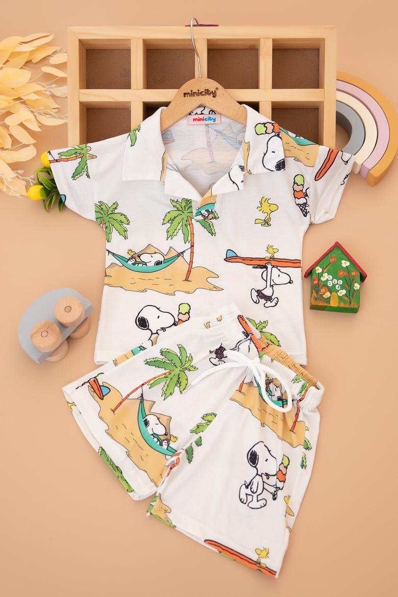 Erkek Çocuk Snoopy Dijital Baskılı Şortlu Takım (3-10 Yaş)
