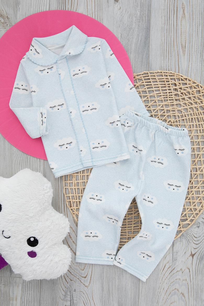 Kız Bebek Bulutlu Oyalı Pijama Takımı - 053