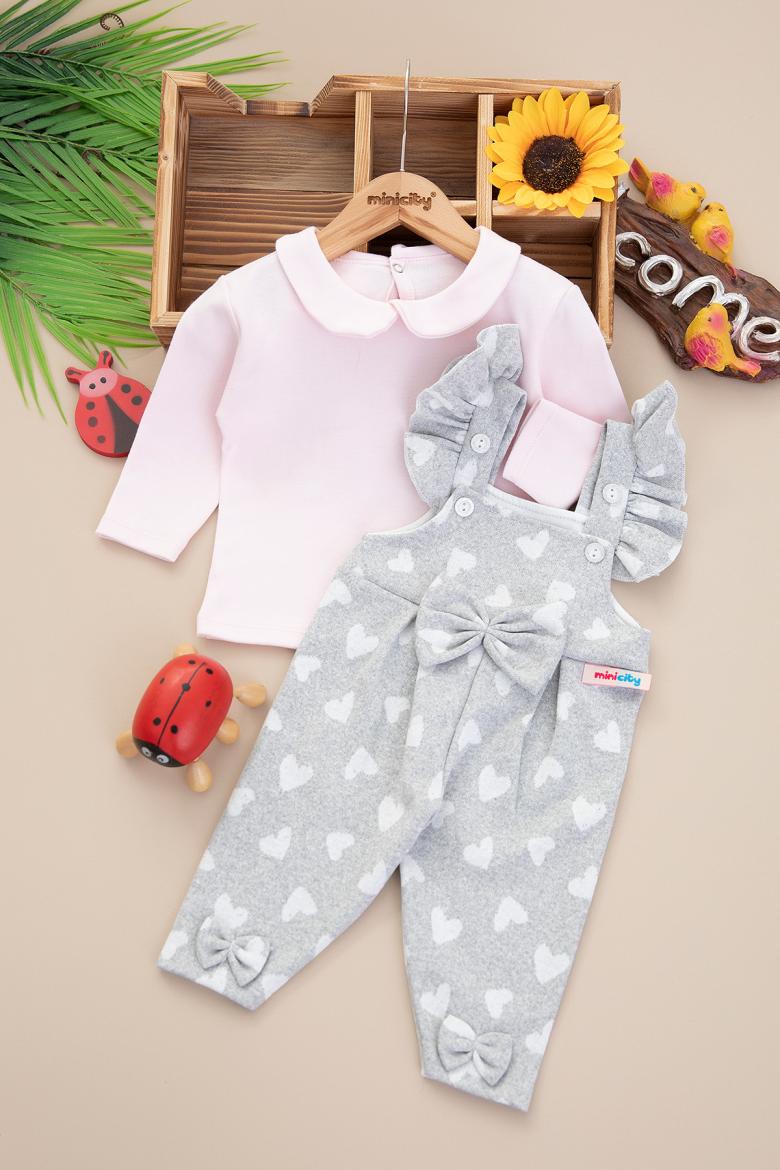 Kız Bebek Papyonlu Fırfırlı Badili Tulum - 4112 (3-9 Ay)