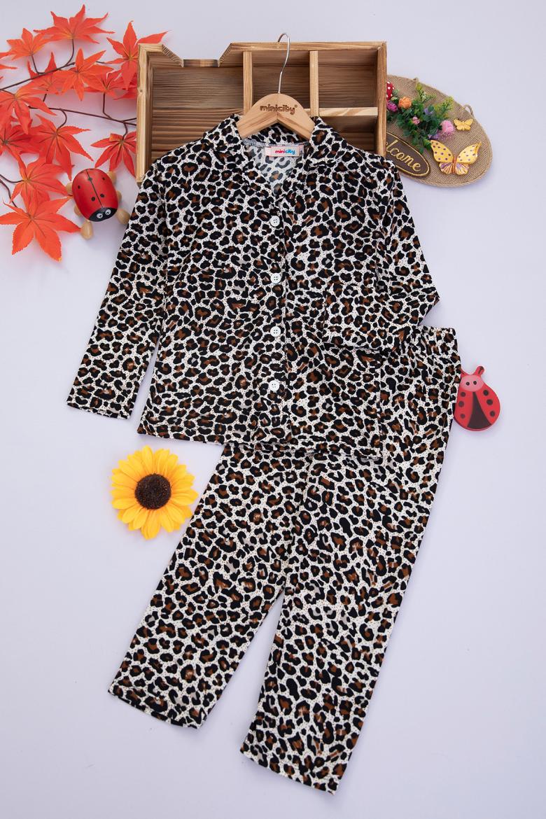 Çocuk Baskılı Düğmeli Pijama Takımı - 9420 (3-7 Yaş)