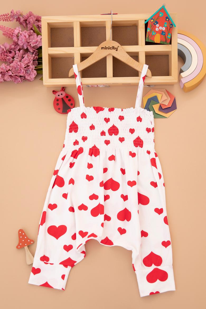 Kız Bebek Gipeli Baskılı Askılı Tulum - 9783 (2-5 Yaş)