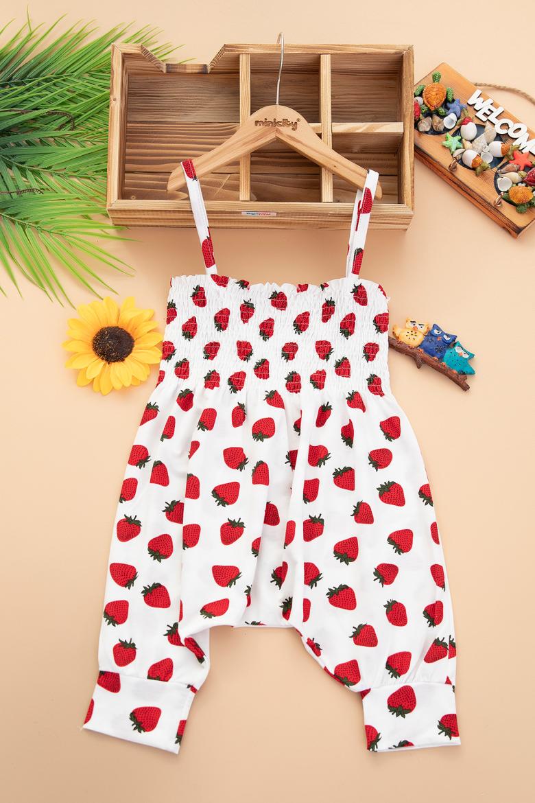 Kız Bebek Gipeli Baskılı Askılı Tulum - 9783 (2-5 Yaş)