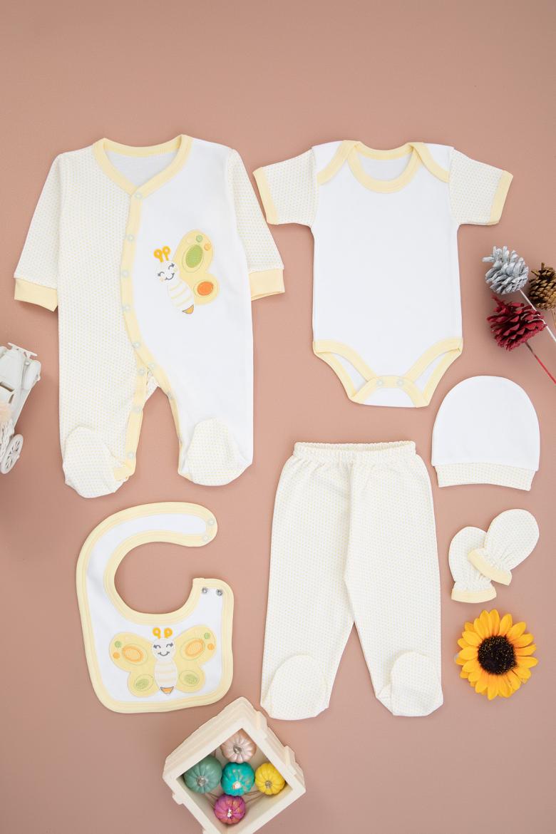 Kız Bebek Kelebekli Tulumlu 6`Lı Set - 1602